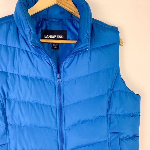Lands End Blue Down Packable Puffer Vest - Picture 3 of 7